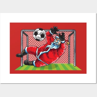 Soccer Goalie Santa Claus Christmas Xmas Posters and Art